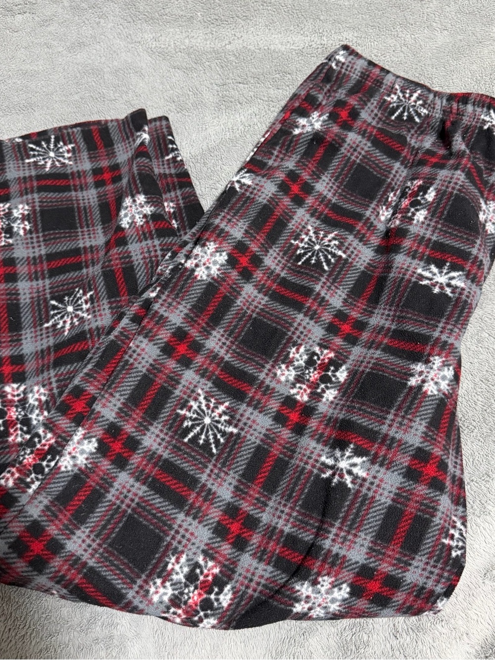 Men's Red & Gray Plaid Fleece Lounge pj Pants snowflakes faded glory size large